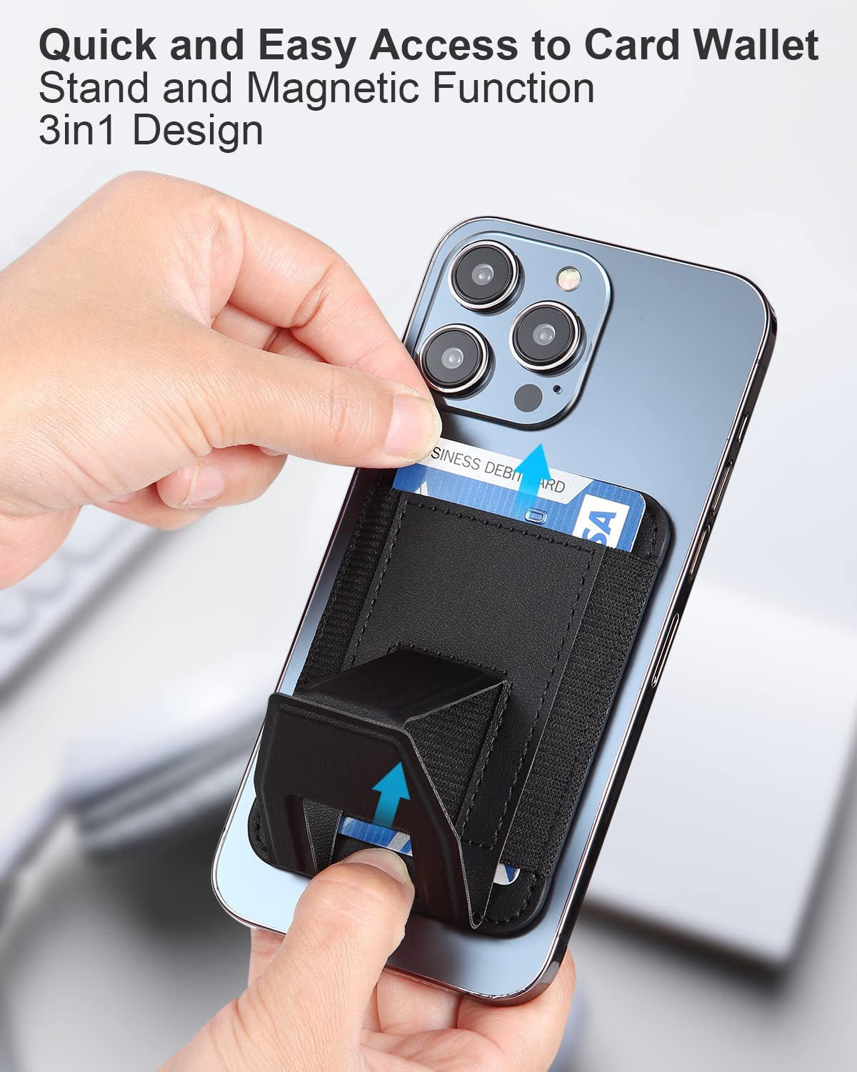 Morojular Magnetic Leather Phone Wallet Stand, Credit Card Holder Wallet with Magsafe for Iphone 14/14 Plus/14 Pro/14 Pro Max and 13/12 Series Magsafe Wallet, Hold up to 7 Cards, Black  Morojular   