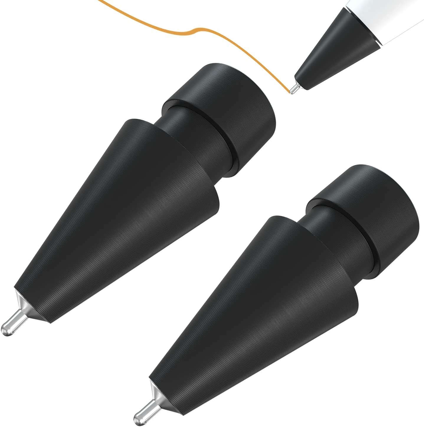 Upgraded (Pen Like) Pencil Tips Fits for Apple 2Nd Gen Ipad Pro Pencil,0.78Mm No Wear Out Fine Point Precise Control Longer Tips High Strength Material,White  REEYEAR 2 Pcs Black 2 Pcs 