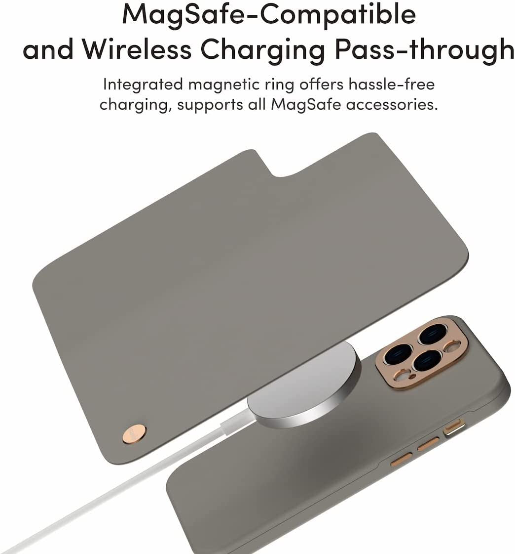 Moshi Overture Detachable Leather Wallet Case Compatible with Iphone 14 Pro, Flip Folio Case with 3 Card Holders Kickstand [Shockproof] Iphone Cover 6.1 Inch 2022, Magsafe Compatible (Serene Gray)  Moshi   