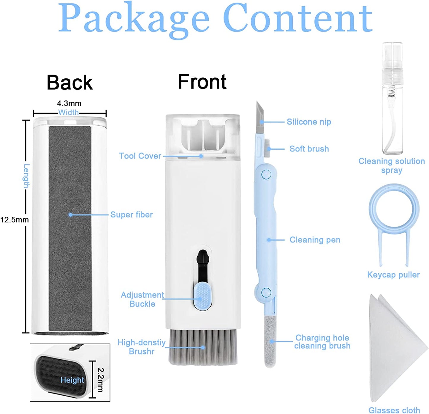 Walrfid 7-In-1 Electronics Earbud Screen Keyboard Cleaner Kit and Screen Cleaner for Phone Laptop Computer TV Screen- Blue  walrfid   