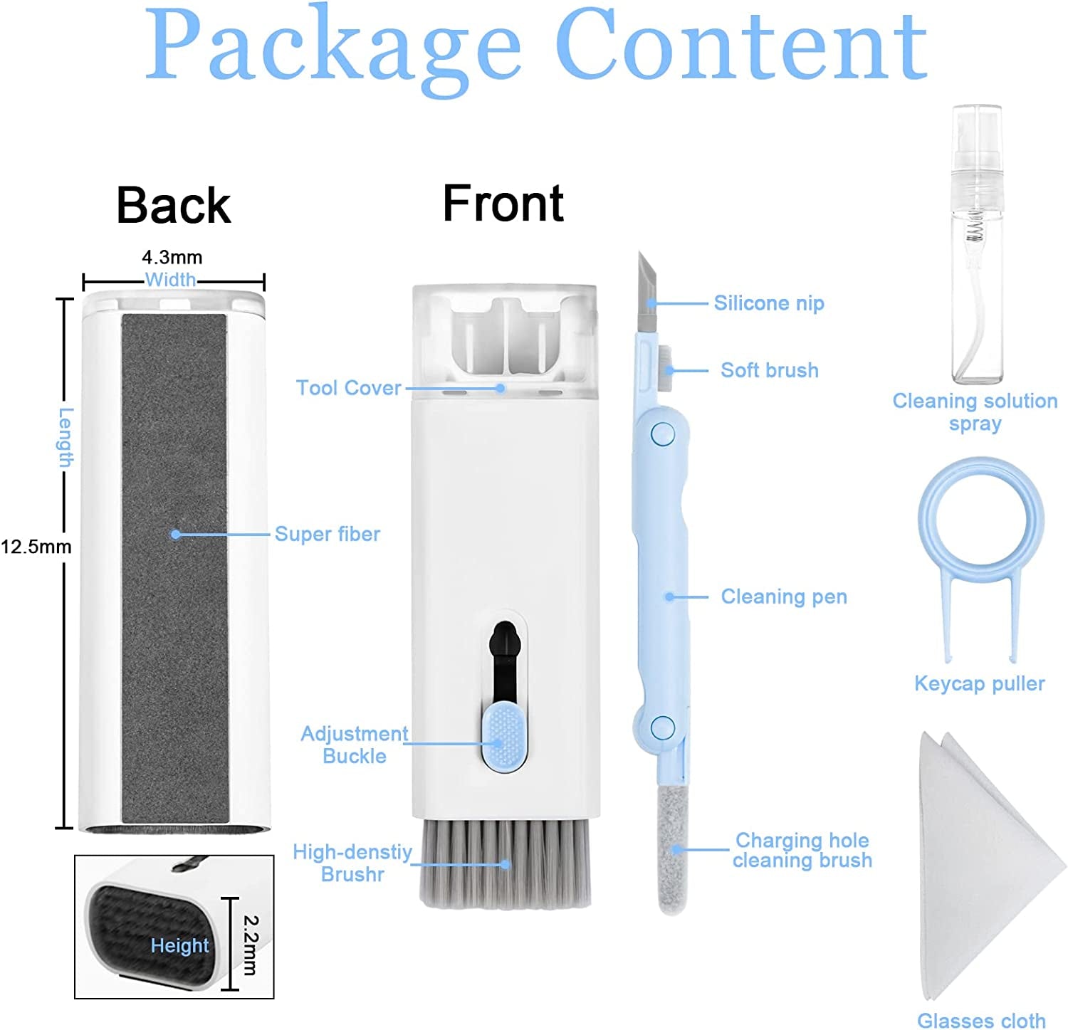 Walrfid 7-In-1 Electronics Earbud Screen Keyboard Cleaner Kit and Screen Cleaner for Phone Laptop Computer TV Screen- Blue  walrfid   