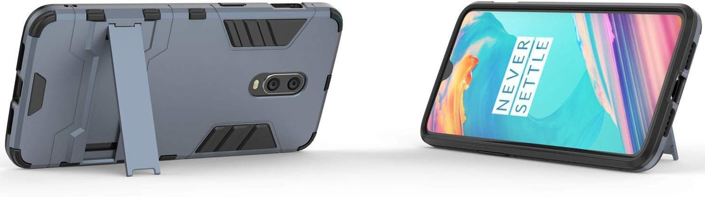 Maijin Case for Oneplus 6T / Oneplus 7 (6.41 Inch) 2 in 1 Shockproof with Kickstand Feature Hybrid Dual Layer Armor Defender Protective Cover (Blue Black)  MaiJin   