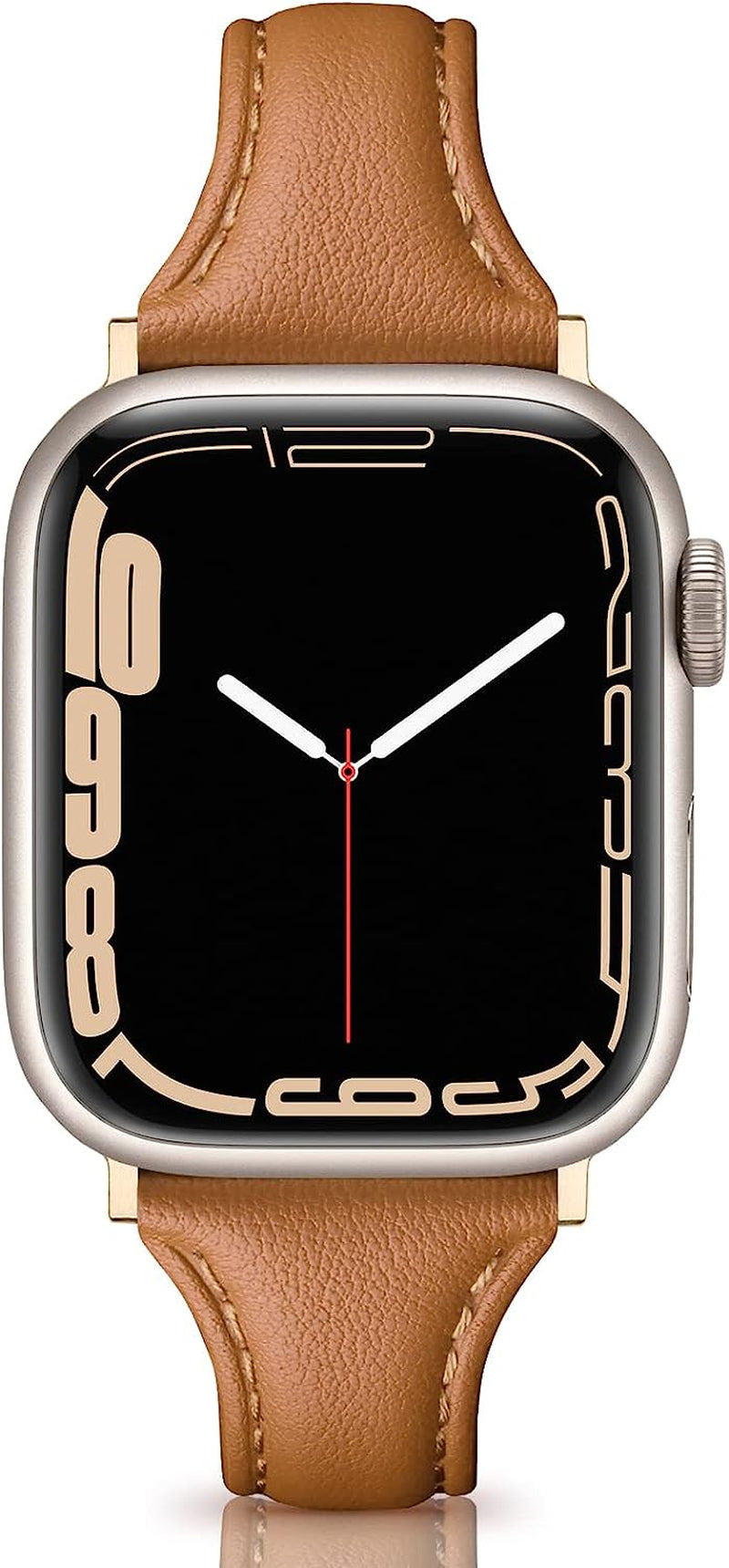 Eyamumo Leather Band Compatible for Apple Watch Band 38Mm 40Mm 41Mm, Slim Thin Elegant Genuine Leather Strap Compatible for Iwatch Series 8, 7, 6, 5, 4, 3, 2, 1, SE, Sport & Edition for Women  Eyamumo Light Brown 38mm / 40mm / 41mm 