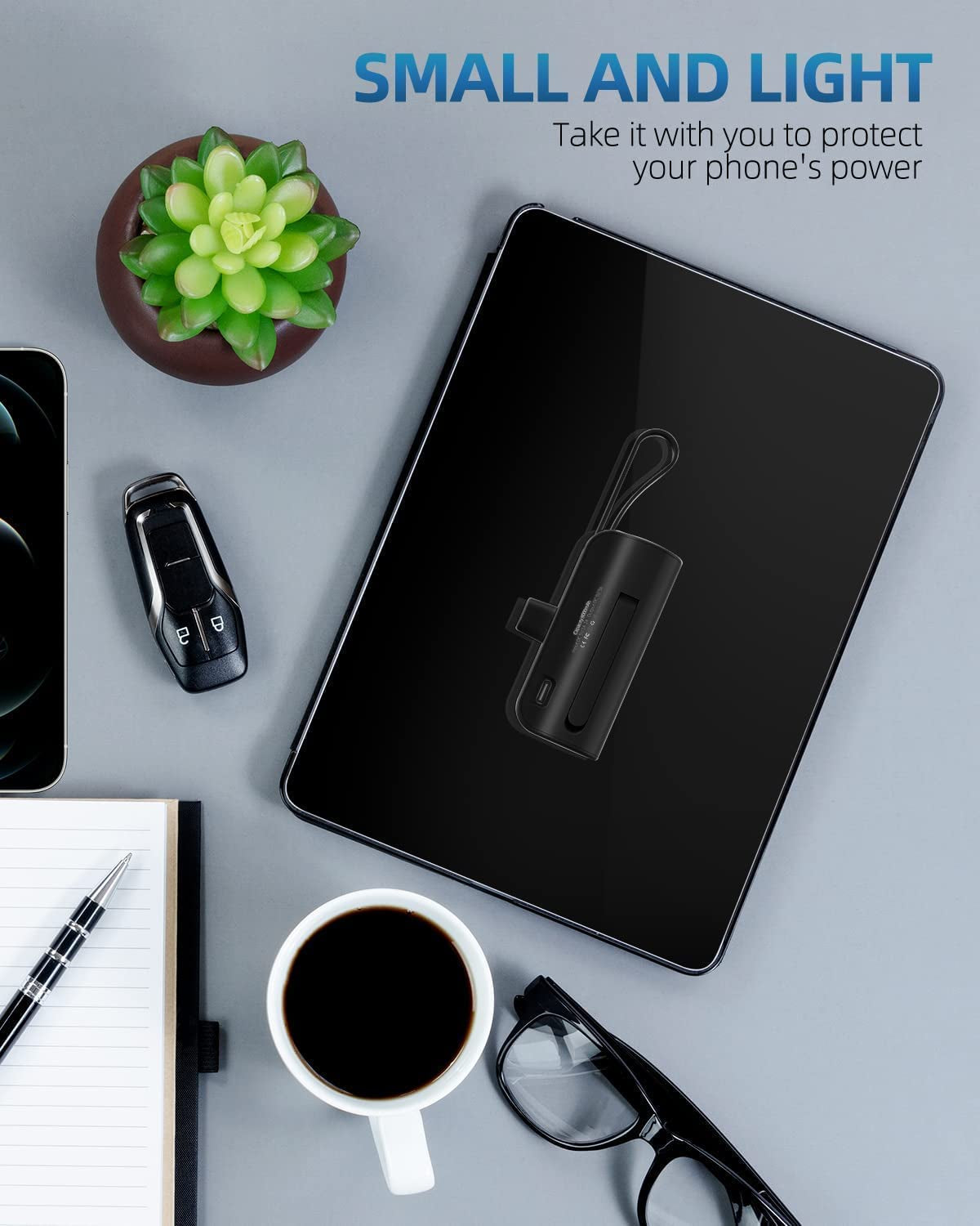 Abnoys Power-Bank-Portable-Charger - 8000Mah Ultra Compact Portable Phone Charger 5V3A Output Battery Pack Built-In Type-C Cable and Cell Phone Holder Compatible with Iphone and Samsung, Etc. (Black)  Dongguan Junboshi Electronic Technology Co.,Ltd   