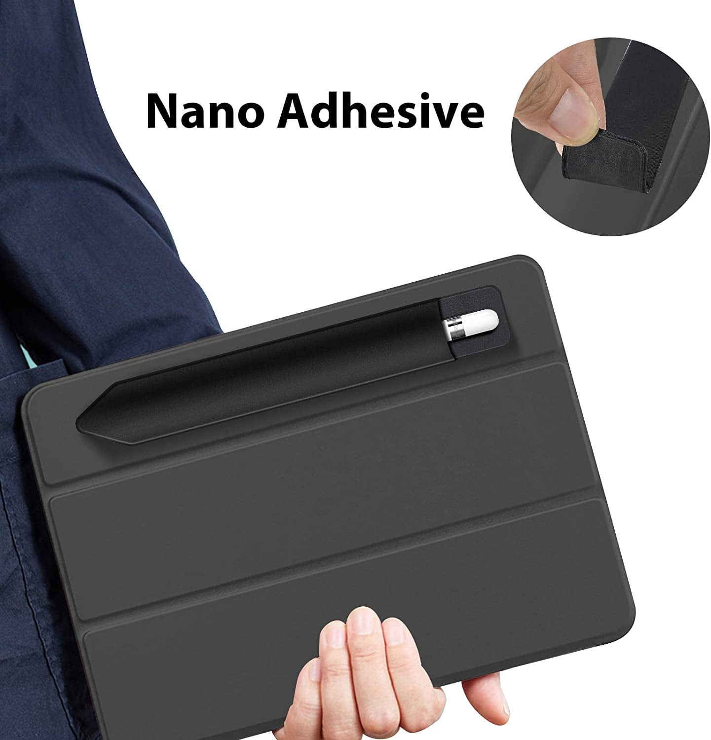 Doormoon Pencil Holder for Apple Ipad 2018 (6Th Gen)/ Ipad Air/ 9.7 / Pro 9.7"/ Pro 10.5"/12.9"/Pro 12.9/,Detachable Elastic Apple Pencil 2Nd Gen Leather Sleeve Pocket Pouch (Black X 2)  Doormoon   