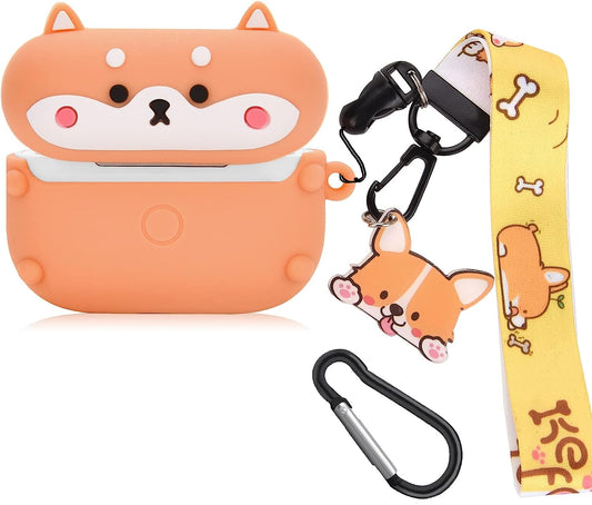Cute Airpod Pro Case with Lanyard Keychain Protective Soft Silicone Funny Corgi Cover Compatiable with Airpods Pro Case  Aleviker   
