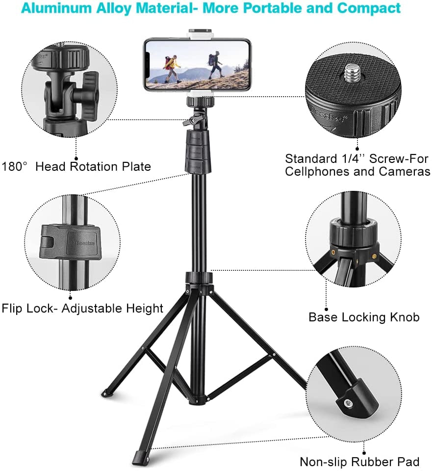 Ubeesize 67" Phone Tripod&Selfie Stick, Camera Tripod Stand with Wireless Remote and Phone Holder, Perfect for Selfies/Video Recording/Live Streaming  UBeesize   