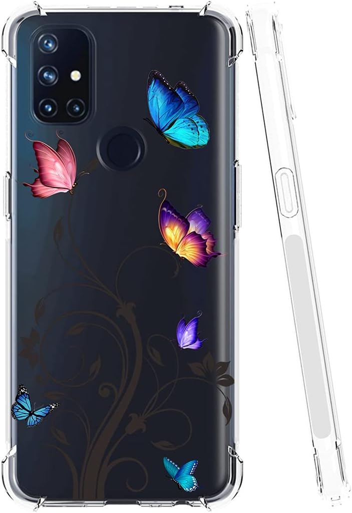 Bohefo Clear Case Compatible with Oneplus Nord N10 5G, Oneplus N10 5G Case for Girls Women, Cute Soft TPU Shockproof Protective Phone Case Cover for Oneplus Nord N10 5G (Butterfly)  Bohefo   