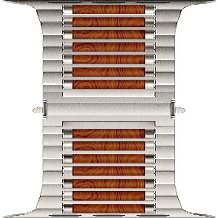 LDFAS Compatible for Apple Watch Band 49Mm, Natural Wood Red Sandalwood Stainless Steel Metal Strap Compatible for Iwatch/Apple Watch Ultra/Se, Apple Watch Series 8/7 45Mm 44Mm Bands,Silver Gray  LDFAS   