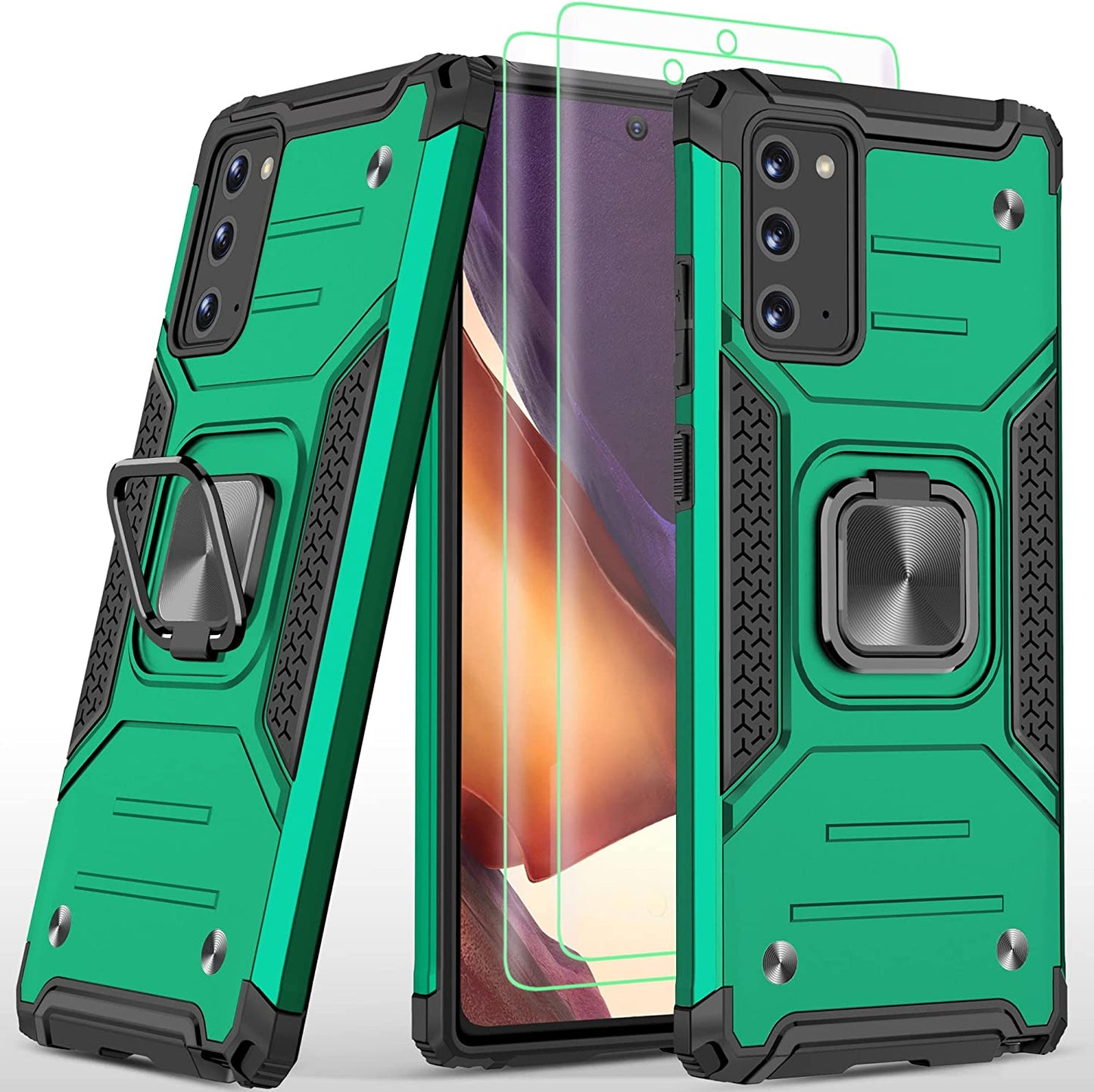AYMECL for Note 20 Case, Samsung Galaxy Note 20 Case with Self Healing Flexible TPU Screen Protector[2 Pack], Military Grade with Kickstand Protective Case for Samsung Galaxy Note 20 5G-Blue  AYMECL Note 20 Dark Green  