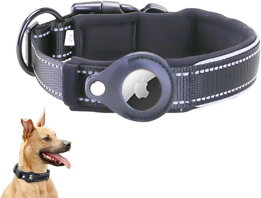 Airtag Dog Collar, Reflective Apple Air Tag Heavy Duty Collar with Holder Case, Adjustable Accessories Pet for Medium Large Dogs (M(15.5Inch ~ 17.7Inch), Black) (STECH101)  SMART TECHNOLOGY INC   