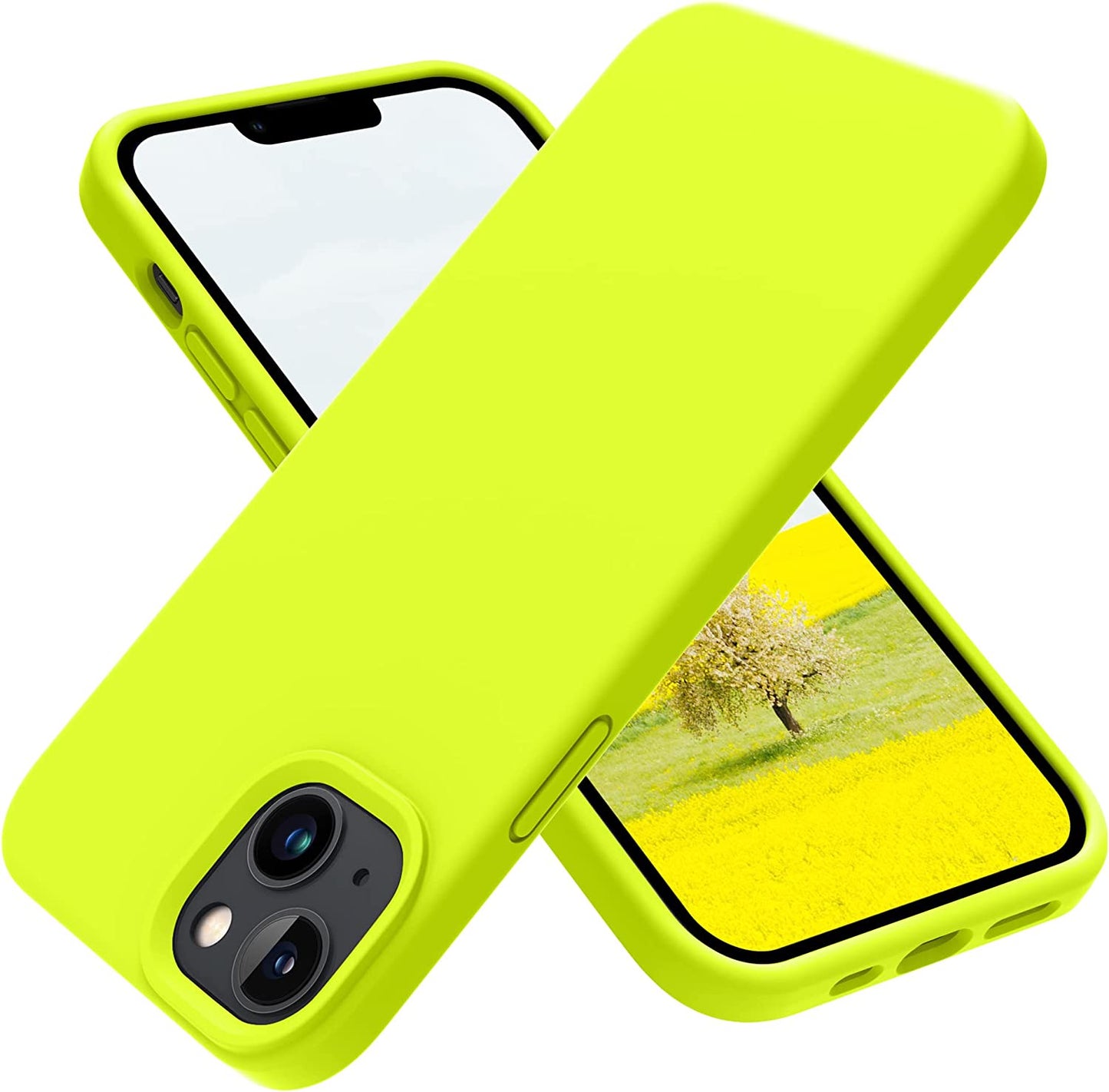 OTOFLY Designed for Iphone 14 Case, Silicone Shockproof Slim Thin Phone Case for Iphone 14 6.1 Inch (Pine Green)  OTOFLY Direct Fluorescent Yellow  