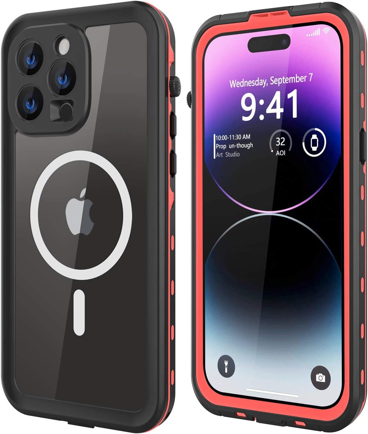 Dewfoam Design for Iphone 14 Pro Max Waterproof Case, Shockproof Dustproof Phone Case with Screen Protector, Full Body Protective Phone Case for Iphone 14 Pro Max 6.7''(Teal)  Dewfoam Red  