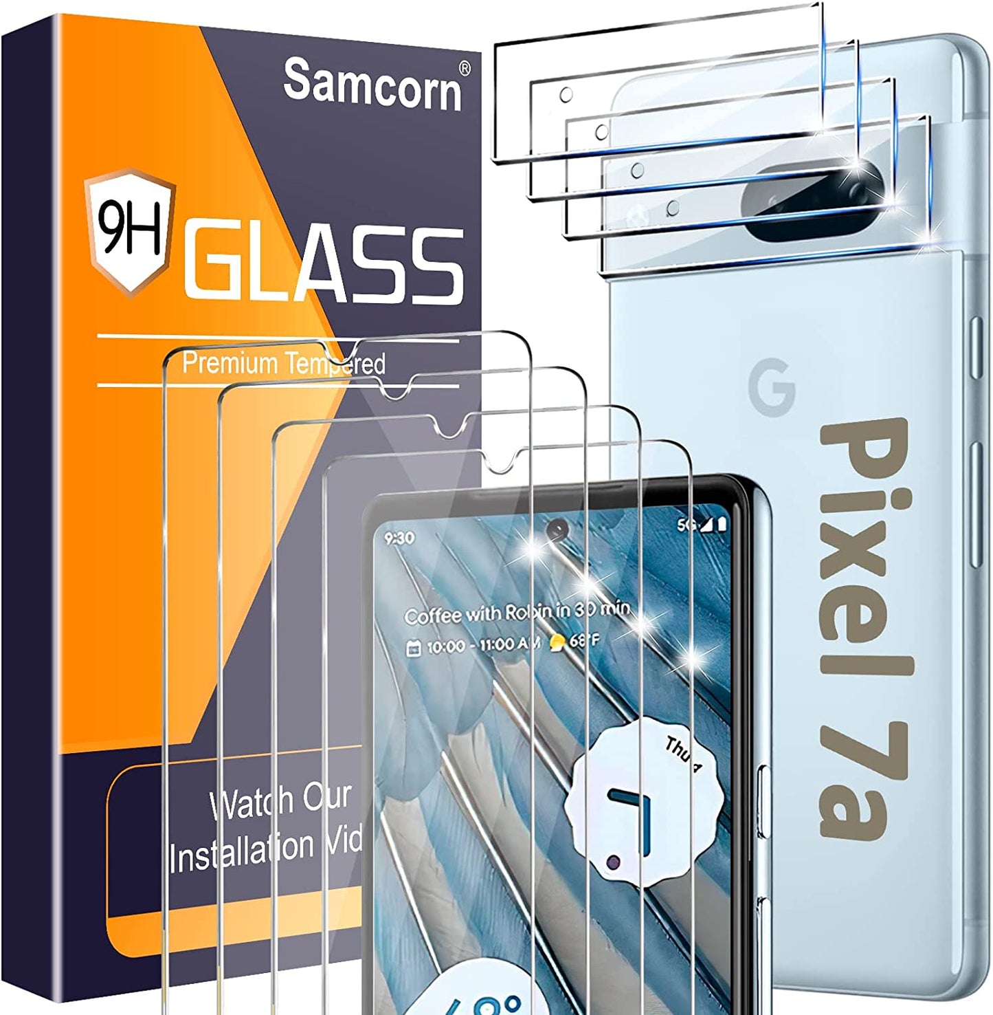 [2+2 Pack] Screen Protector for Samsung Galaxy Note 20 Ultra/Note 20 Ultra 5G,9H Tempered Glass,Ultrasonic Fingerprint Compatible,3D Curved,Hd Clear,Bubble-Free for Galaxy Note 20 Ultra Glass Protector  Samcorn Pixel 7A-6.1Inch-Jl  