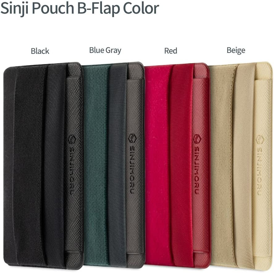Sinjimoru Phone Grip Credit Card Holder with Flap, Secure Stick-On Wallet as Phone Finger Strap Adhesive ID Card Case for Iphone Case. Sinji Pouch B-Flap Black.  Sinjimoru Co.Ltd   