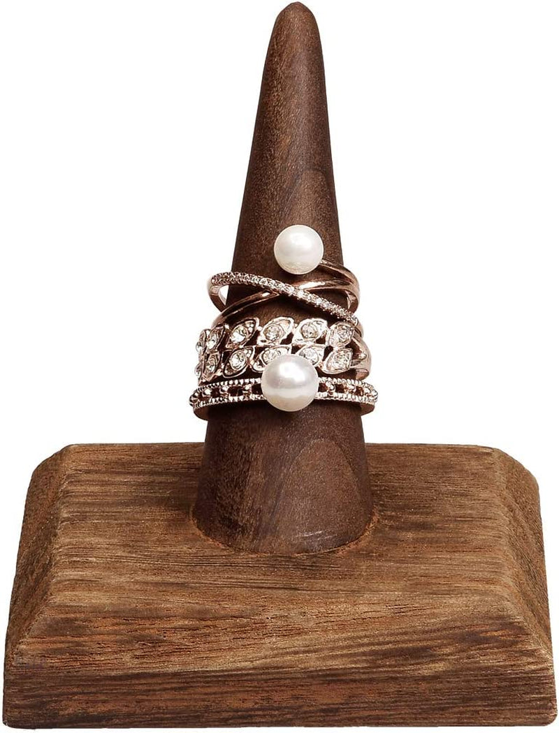 MOOCA 4 Pcs Set Finger Ring Stand Jewelry Display Holder Showcase Display Drawer Ring Storage Jewelry Display Stands for Shows, 2 1/2" W X 2 1/2" D X 2 3/4" H, Brown  MOOCA   