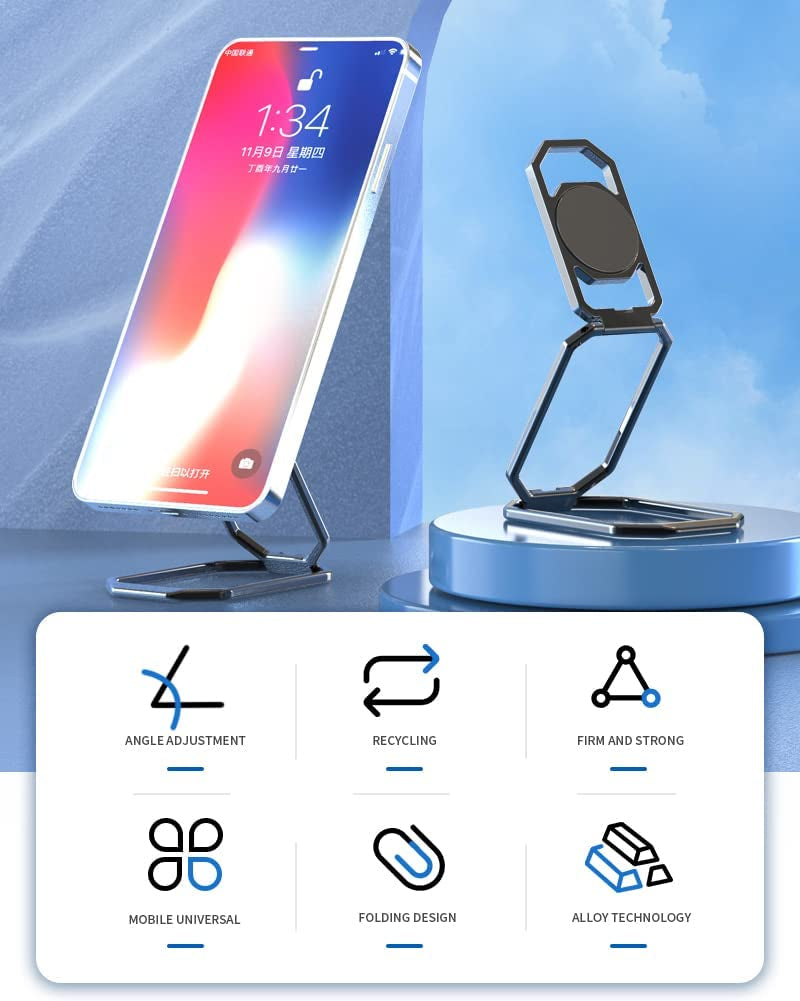Phone Ring Holder Metal Kickstand 360° Foldable Swivel Cell Phone Finger Grip Stand Compatible with Iphone Ipad Smartphones Tablet  Rimyam   