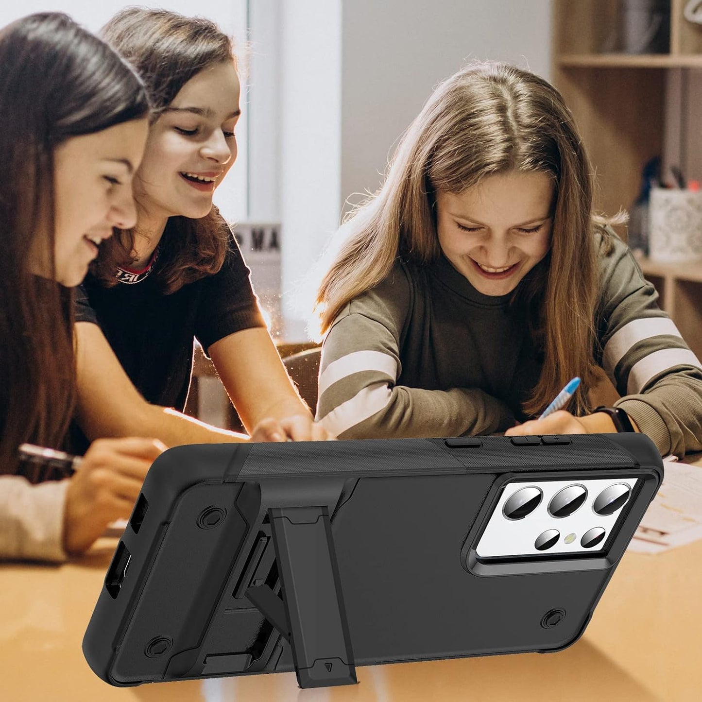 MGSBCXN Armor Phone Case for Samsung Galaxy S21 Ultra 5G, Military Grade Heavy Duty Protective Samsung Galaxy S21 Ultra Case with Kickstand, Anti-Slip Anti-Fingerprint Shockproof Design, Black  MGSBCXN   