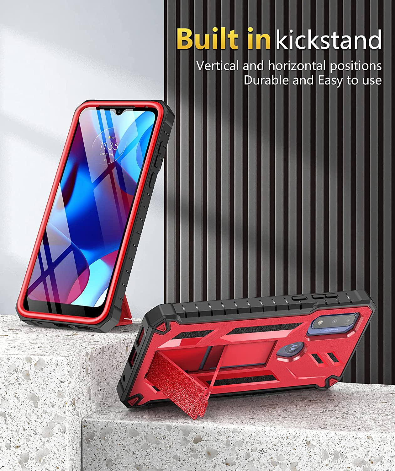 WTYOO for Motorola Moto G Pure Phone Case, Moto G Power 2022/ G Play 2023 Case: with Belt-Clip Holster & Built-In Screen Protector & Kickstand, Full-Body Dual Layer Rugged Protective Phone Cover-Red  Motorola Moto G-Pure-RD   