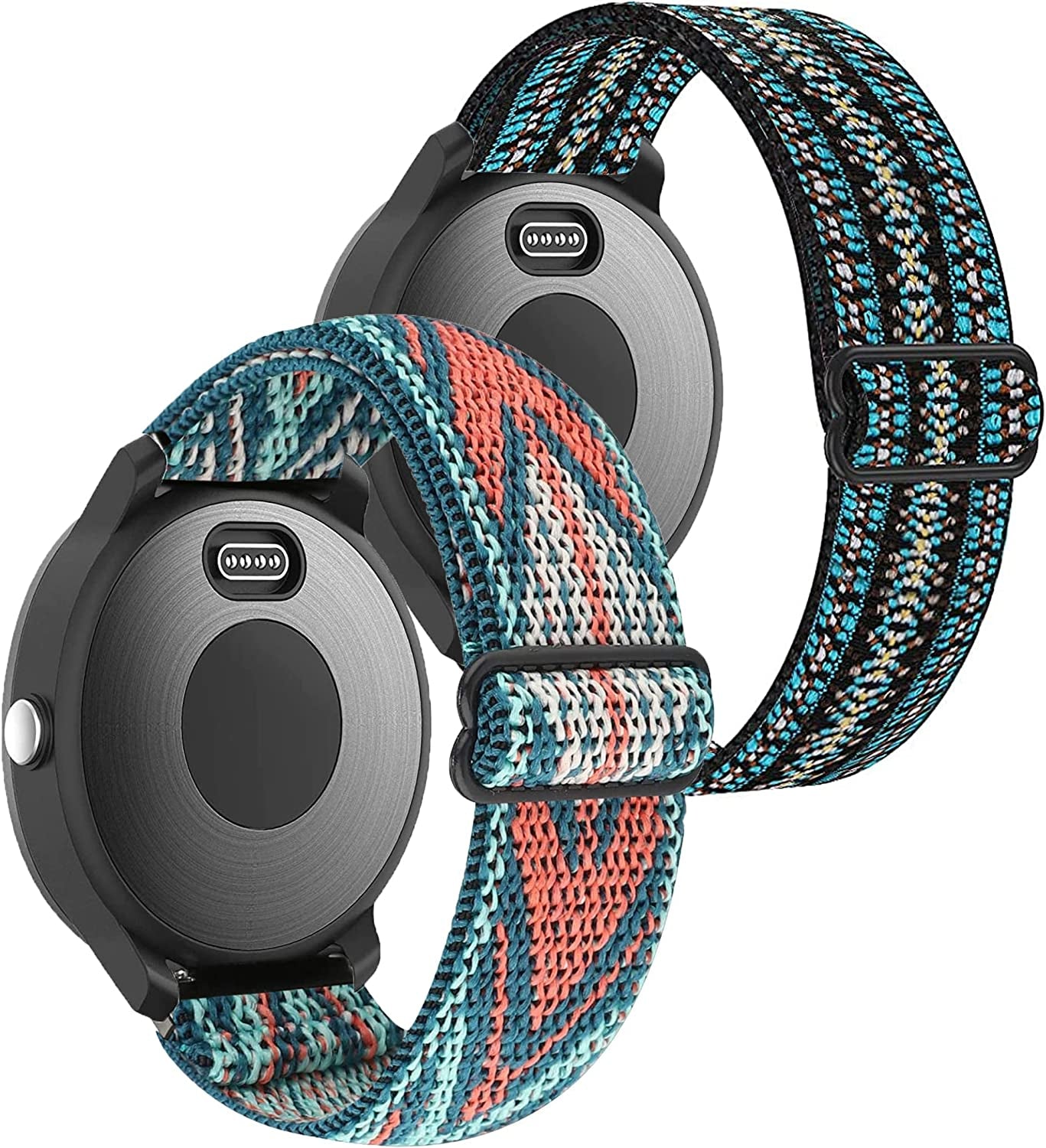 GARTOO Elastic Bands for Garmin Venu/Sq/Sq 2/Forerunner 245/645 Music Watch Bands, 20Mm Nylon Sport Wristband for Garmin Vivomove Hr/Sport,Vivoactive 3 Men Women (Black+Gray)  GARTOO Green Arrow+BlueBrown  