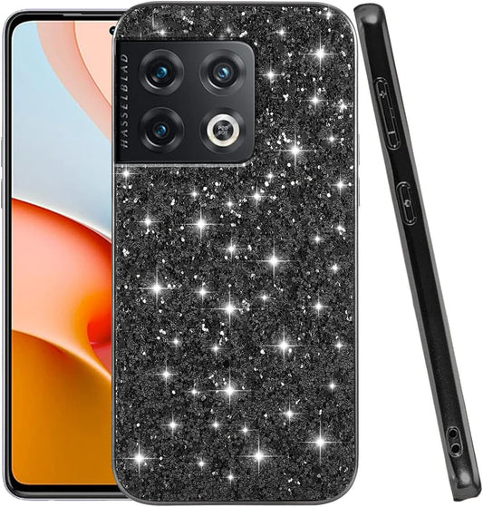 Jancyu Compatible with Oneplus 10 Pro Case, Shockproof Phone Cases for Oneplus 10 Pro Glitter Protective Cover for Women Cute Accessories (Black)  Jancyu   