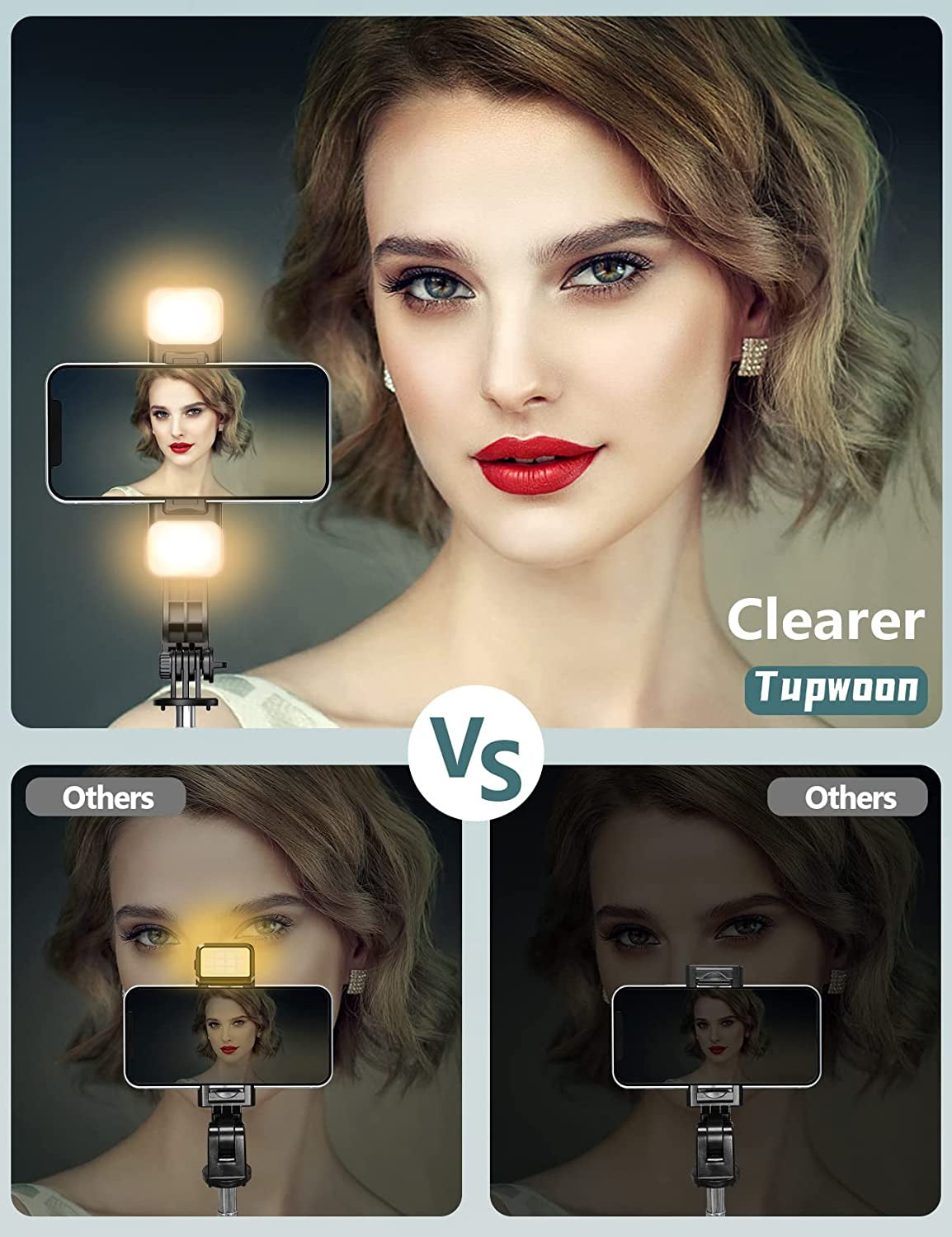 44.9 Inch Selfie Stick with Reinforced Tripod - 2 Fill Lights, Tupwoon Extendable & Portable Phone Tripod with Remote, Compatible with Iphone 14 Pro Max/13/12/11 Samsung Android  Tupwoon   