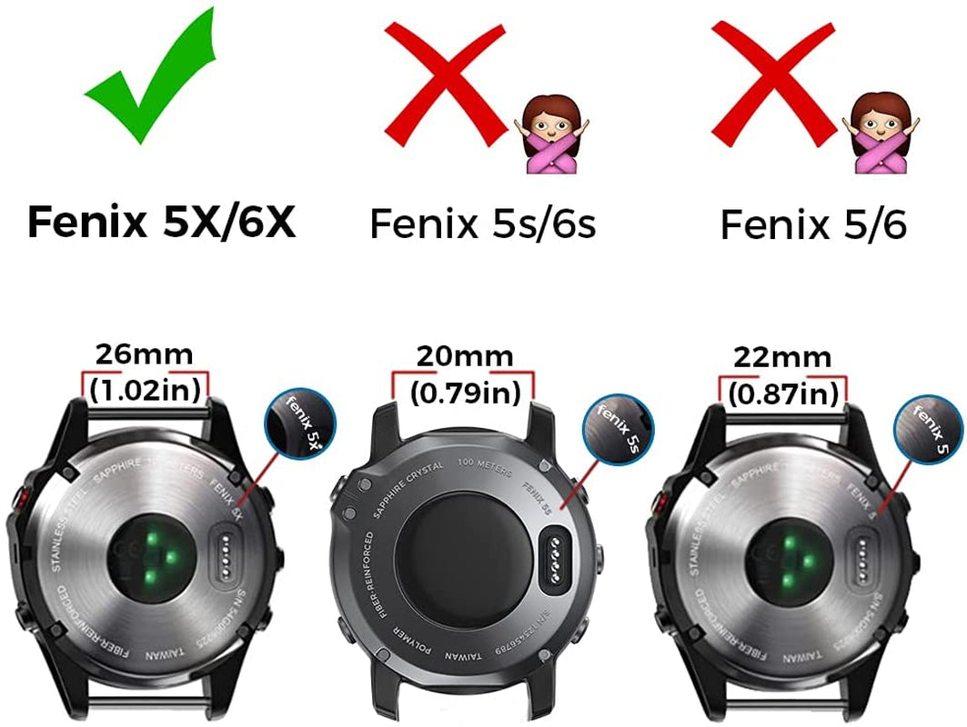 Notocity Compatible Fenix 5X Band 26Mm Width Soft Silicone Watch Strap for Fenix 6X/Fenix 7X/Fenix 5X Plus/Fenix 6X Pro/Fenix 3/Fenix 3 Hr/Tactix/Descent MK1/D2 Delta PX/D2 Charlie-Black  MSLH   