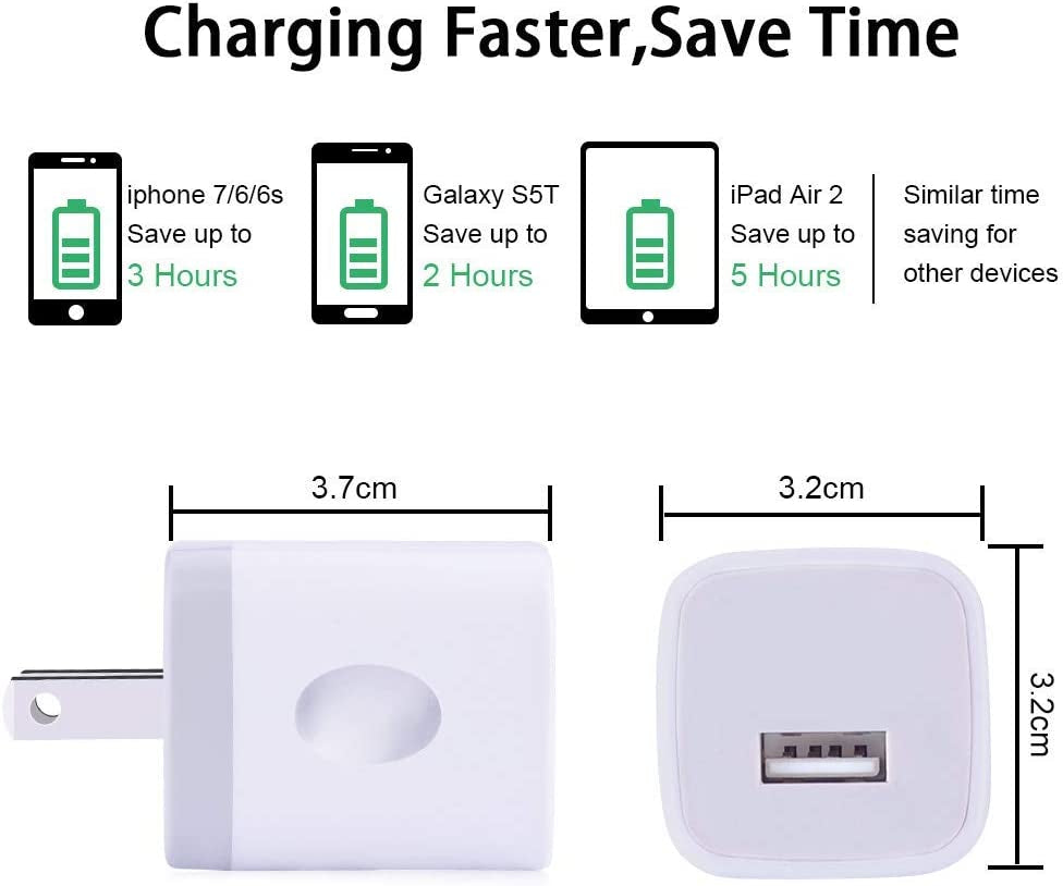USB Wall Charger, Cablelovers 1A/5V 3-Pack Travel USB Plug Charging Block Brick, Charger Power Adapter Cube Compatible Phone Xs/Xs Max/X/8/7/6 Plus, Galaxy S9/S8/S8 Plus, Moto, Kindle, LG  Shenzhen Putuo Technology Co.,Ltd   