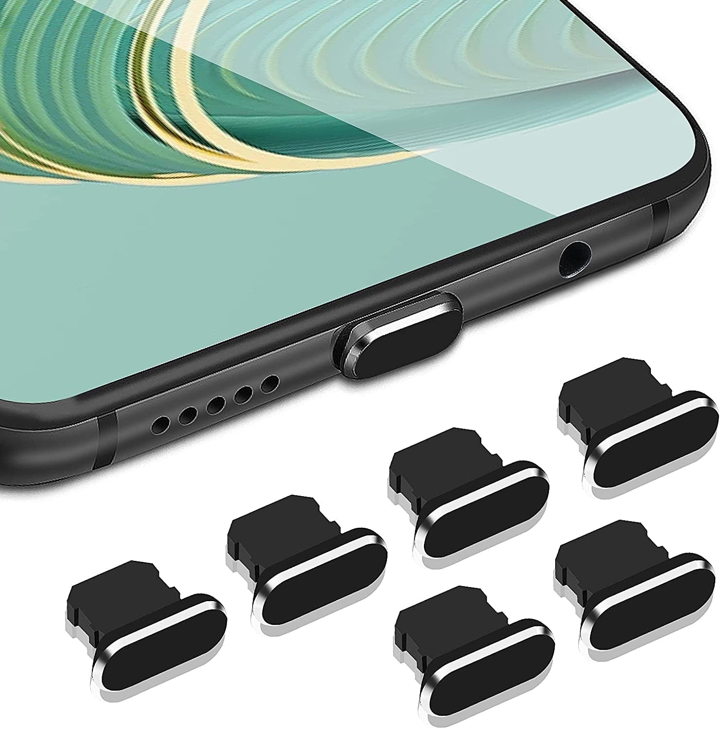 WLLHYF Phone anti Dust Plugs, 6 PCS Charger Port Dust Cover Port Caps Protectors for Most Smartphones and Micro Charging Port Speaker anti Dust Protection Cover Kit  WLLHYF   