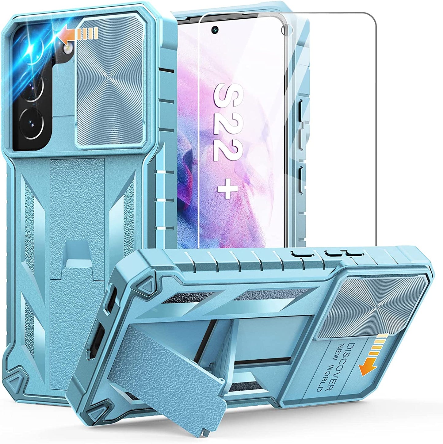 WTYOO for Samsung Galaxy S22 plus Case: Military Grade Drop Proof Protective Rugged TPU Matte Shell | Shockproof Durable Protection Tough Cell Phone Cover with Built-In Kickstand  WTYOO Light Green  