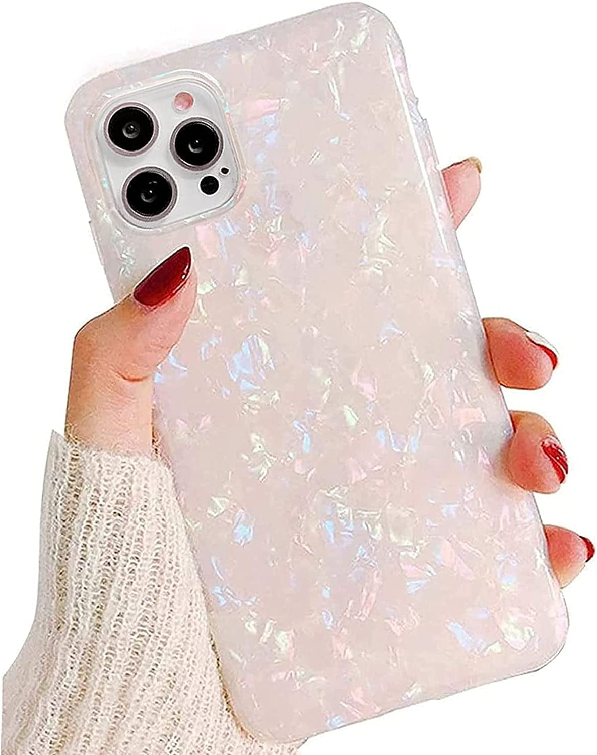 J.West Iphone 14 Pro Case, Luxury Sparkle Translucent Macaron Color, Clear Opal Pearly, Soft TPU Protective Cover  J.west   