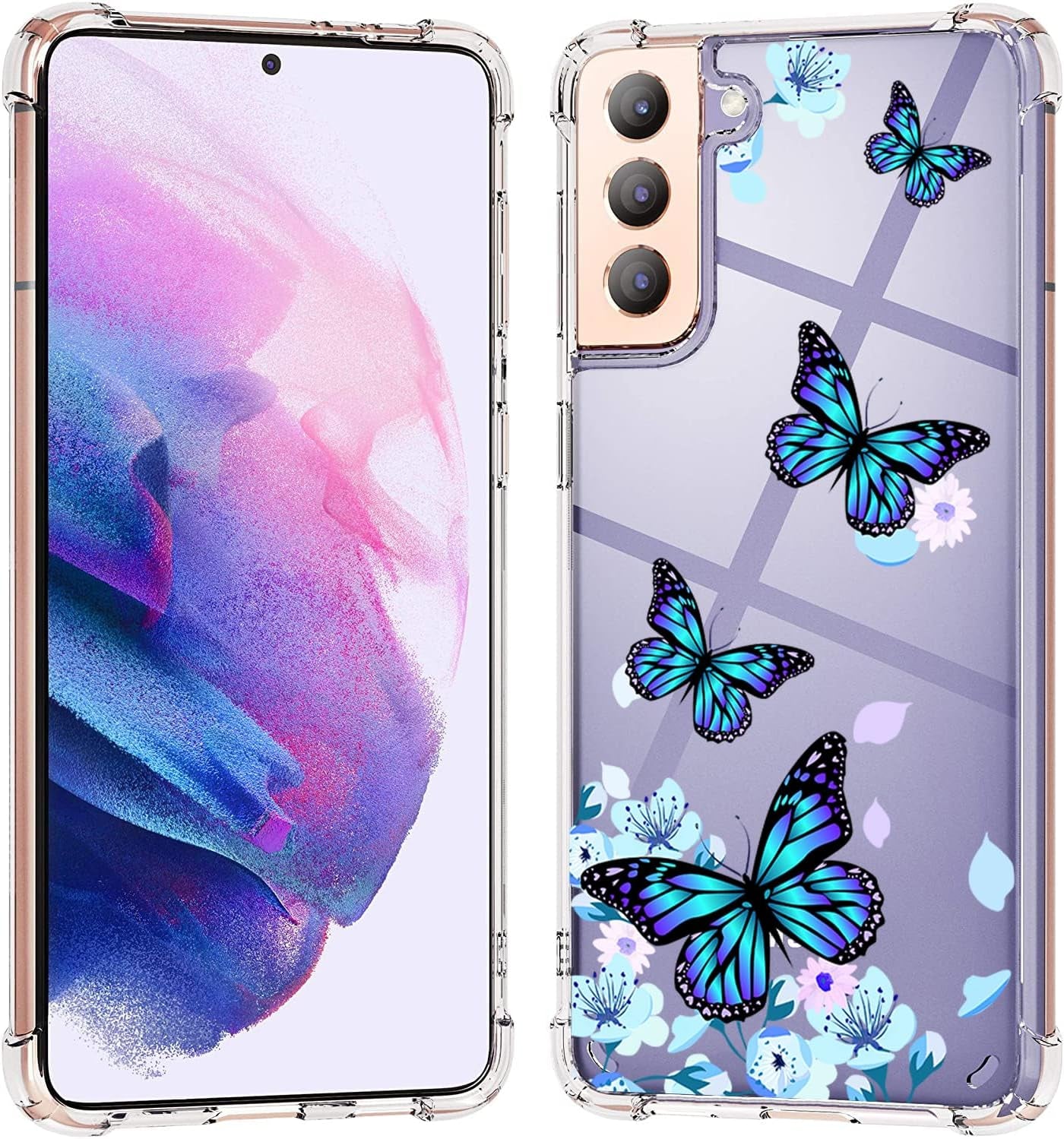 KIOMY Glitter Case for Galaxy S21 plus - Shockproof Bumper, Slim Fit, Flexible TPU, Wireless Charging Compatible  KIOMY Stardust Butterfly For S21 Plus 