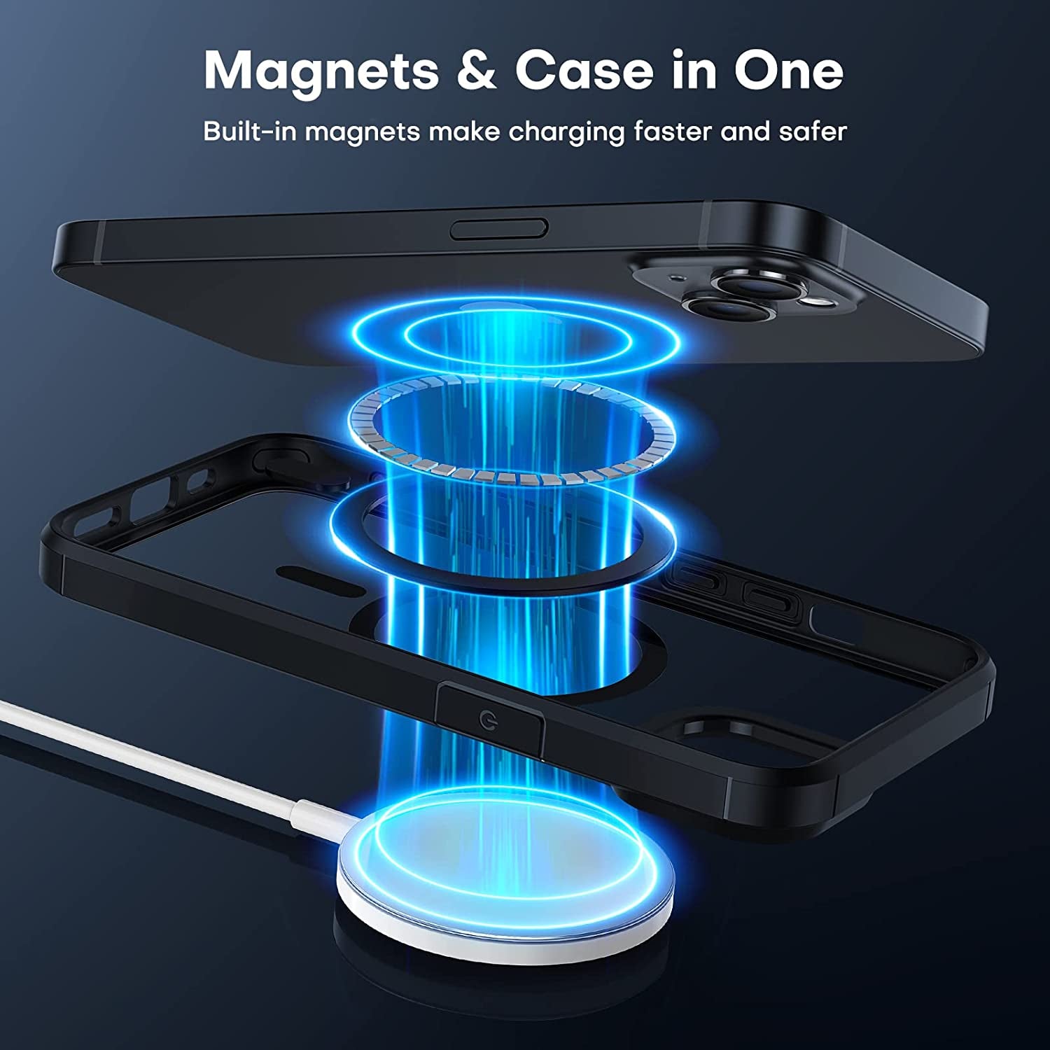 TAURI 5-In-1 Magnetic Designed for Iphone 14 Case for Iphone 13 Case, [Compatible with Magsafe] with 2 Screen Protector +2 Camera Lens Protector, Shockproof Phone Case for Iphone 13/14, Black  TAURI   