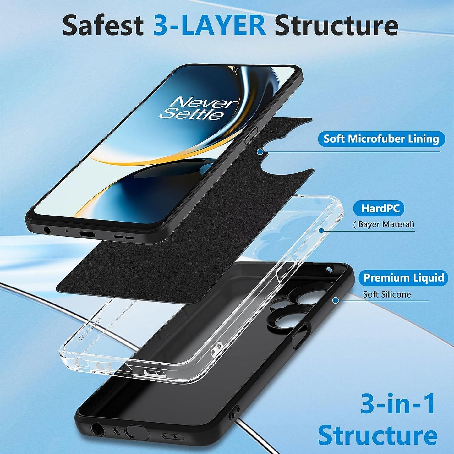 Hensinple for Oneplus Nord N30 5G Case, Shockproof [With Screen Protector] Military Grade Drop 360 Silicone Full Body Protection Cover Phone Case for Oneplus Nord N30 5G/Oneplus CE 3 Lite 5G(Black)  Hensinple   