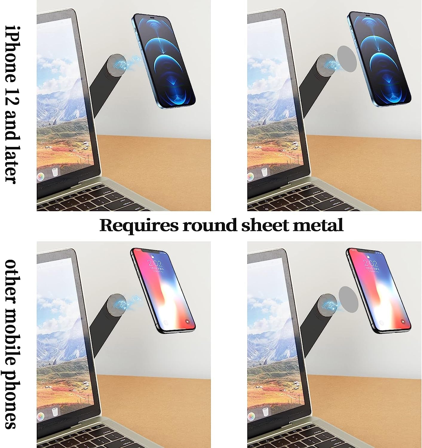 Omnpak Laptop Phone Holder, Adjustable Magnetic Phone Expansion Bracket，Foldable Portable Side Mount Clip, Laptop Stand for Smartphone  Omnpak   