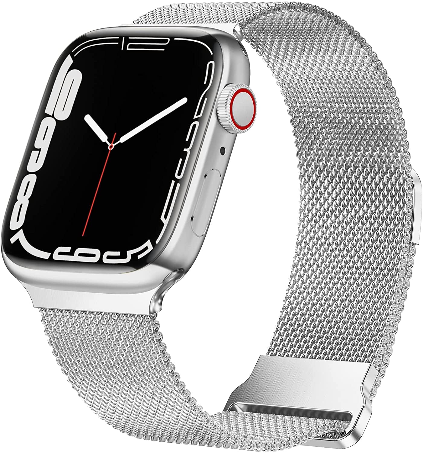 Geoumy Magnetic Band Compatible with Apple Watch 38Mm 40Mm 41Mm 42Mm 44Mm 45Mm 49Mm, Stainless Steel Mesh Milanese Strap, Metal Wristband for Iwatch SE Series 8 7 6 5 4 3 2 1 for Women Men  Geoumy Silver 38mm/40mm/41mm 