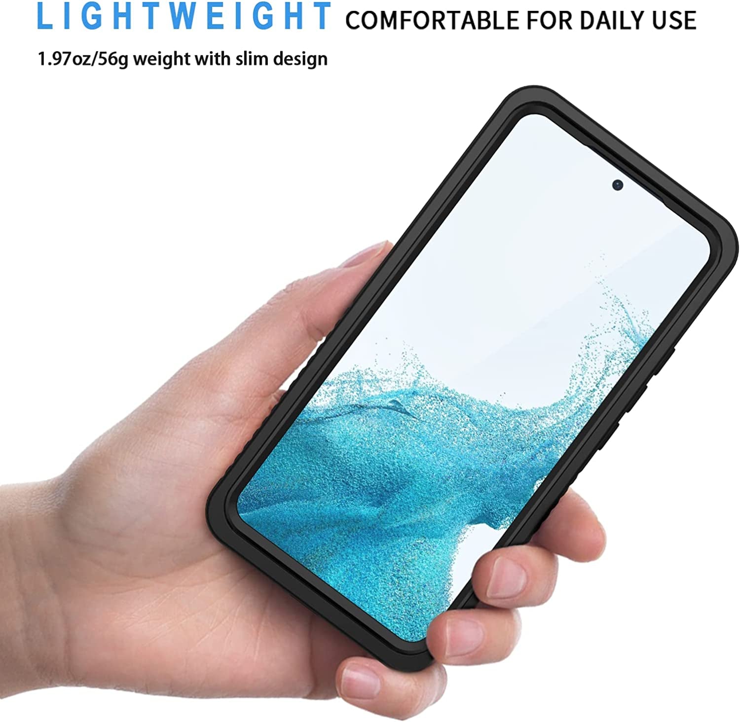 Lanhiem Samsung Galaxy S22 Case, IP68 Waterproof Dustproof, Built-In Screen Protector, Rugged Full Body Shockproof Protective Cover for Galaxy S22 5G 6.1 Inch, Black/Clear  Lanhiem   