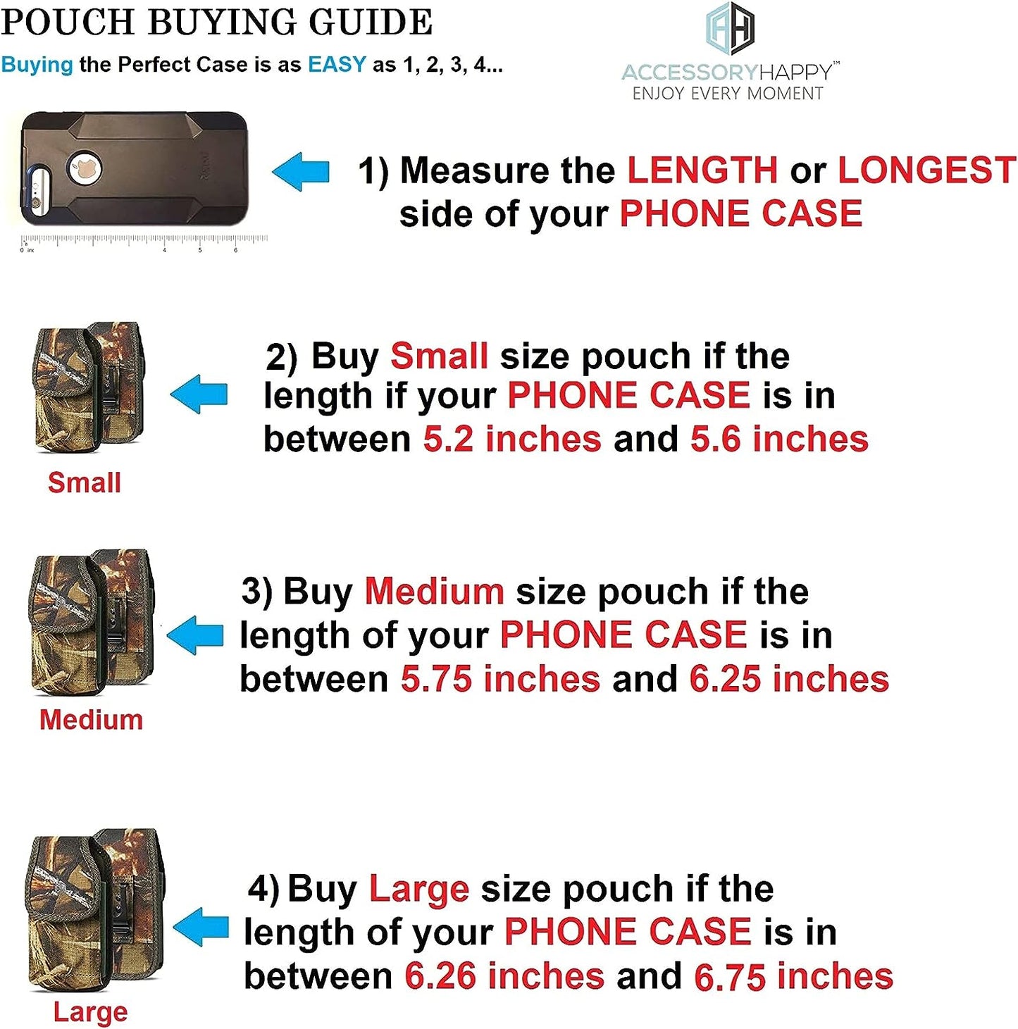 AH Hunting Tree CAMO Nylon Phone Holster W/Belt Loop, for Android Moto Iphone 11 Pro Max XS Max Iphone 8 Plus,6S+ 6 Plus, Oneplus 6T Pouch Holster Holder Bag Waist Carrying Fits Thick Case (Large)  AccessoryHappy   