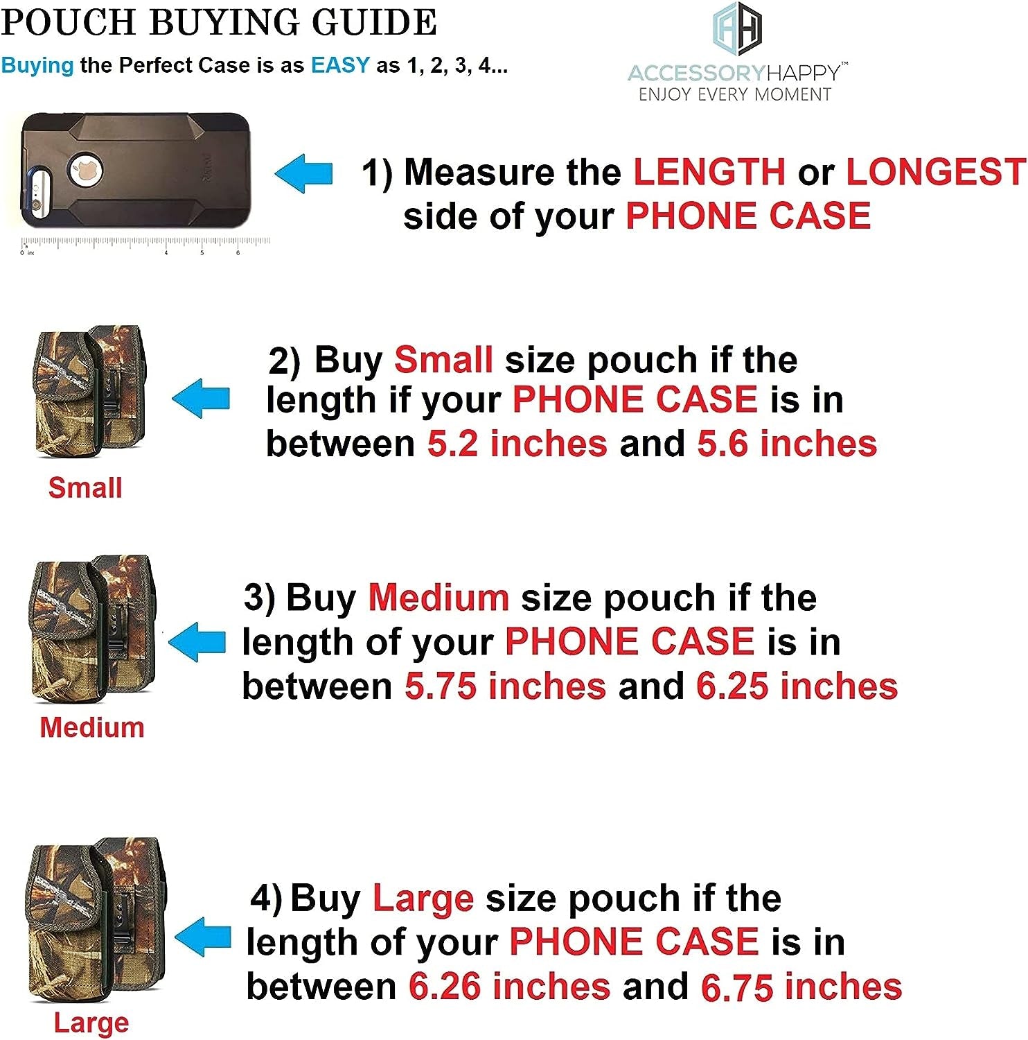 AH Hunting Tree CAMO Nylon Phone Holster W/Belt Loop, for Android Moto Iphone 11 Pro Max XS Max Iphone 8 Plus,6S+ 6 Plus, Oneplus 6T Pouch Holster Holder Bag Waist Carrying Fits Thick Case (Large)  AccessoryHappy   