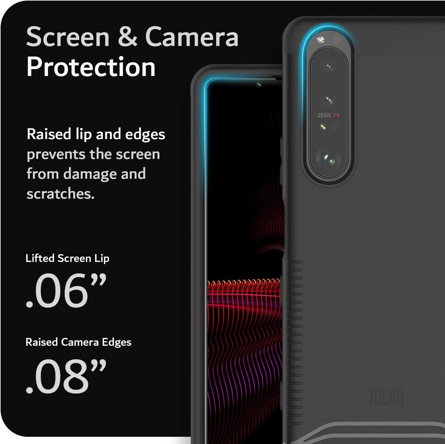 TUDIA Dualshield Designed for Sony Xperia 1 III Case (2021), [Merge] Shockproof Tough Dual Layer Hard PC Soft TPU Slim Protective Case - Matte Black  TUDIA   