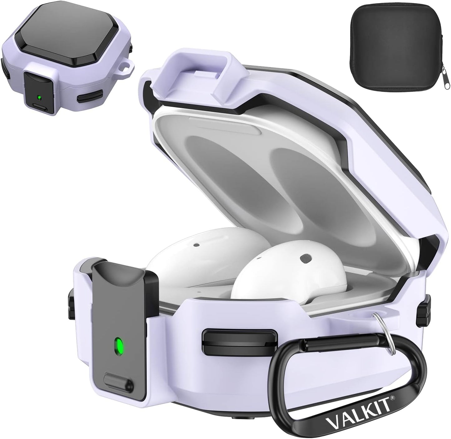 Valkit Compatible Galaxy Buds 2 Pro/Galaxy Buds 2/Galaxy Buds Pro/Buds Live Case with Lock, Full Body Protective Case for Men Women Shockproof Skin Cover for Samsung Earbuds with Keychain,Blue  VKT Black/Purple  