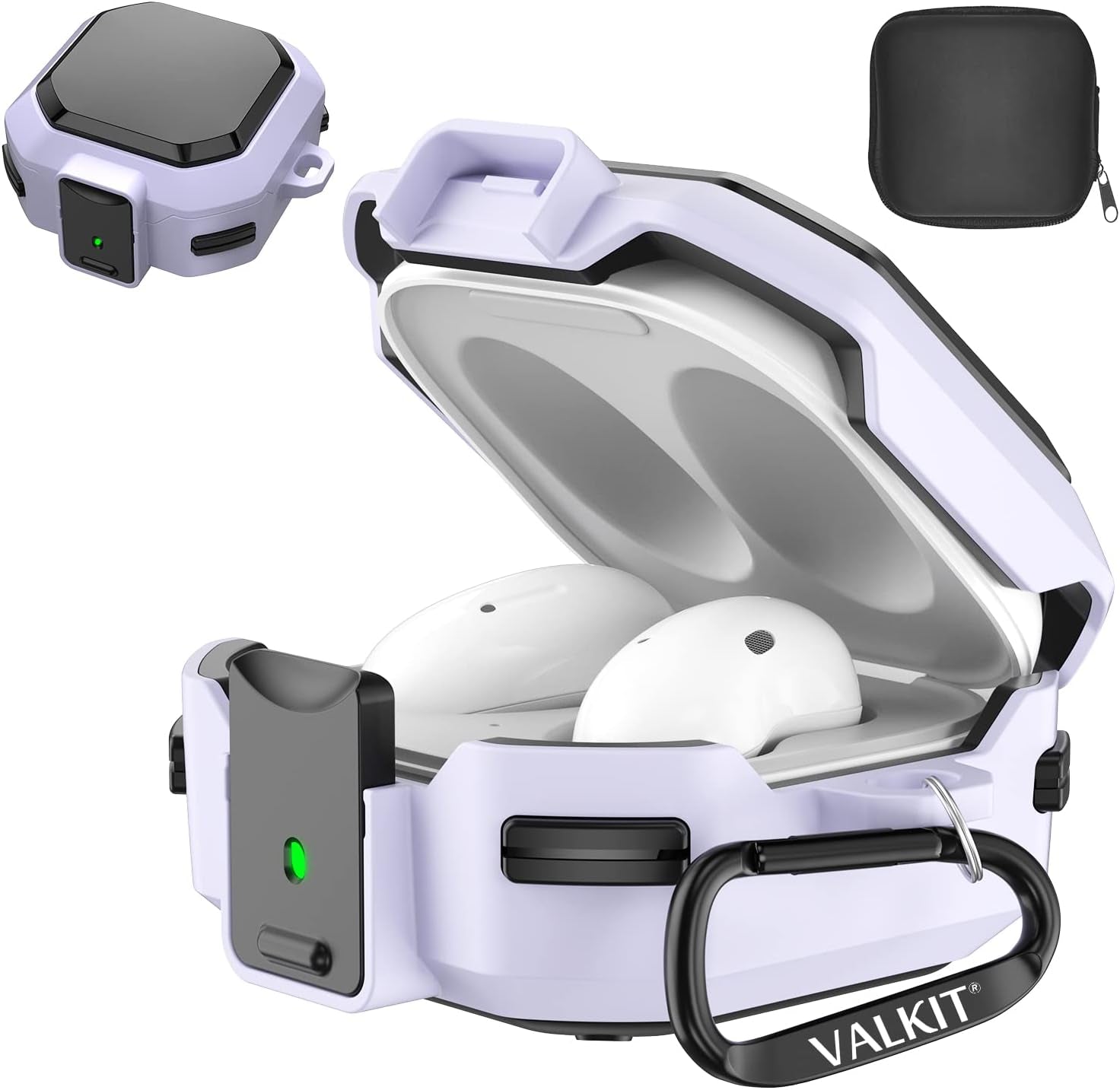 Valkit Compatible Galaxy Buds 2 Pro/Galaxy Buds 2/Galaxy Buds Pro/Buds Live Case with Lock, Full Body Protective Case for Men Women Shockproof Skin Cover for Samsung Earbuds with Keychain,Blue  VKT Black/Purple  