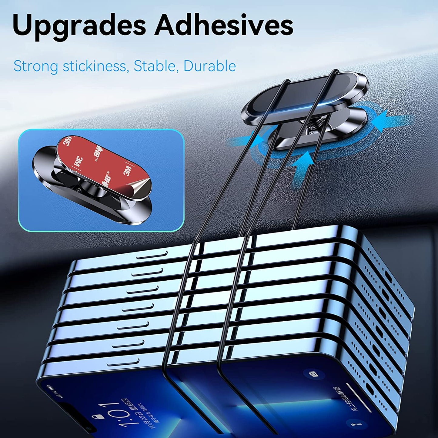 【2-Pack】Magnetic Phone Holder for Car, [ Super Strong Magnet ] [ with 4 Metal Plate ] Iphone Magnetic Car Mount for Cell Phone, [ 360° Rotation ] Universal Dashboard Adhesive Car Magnetic Phone Mount  Coolpow   