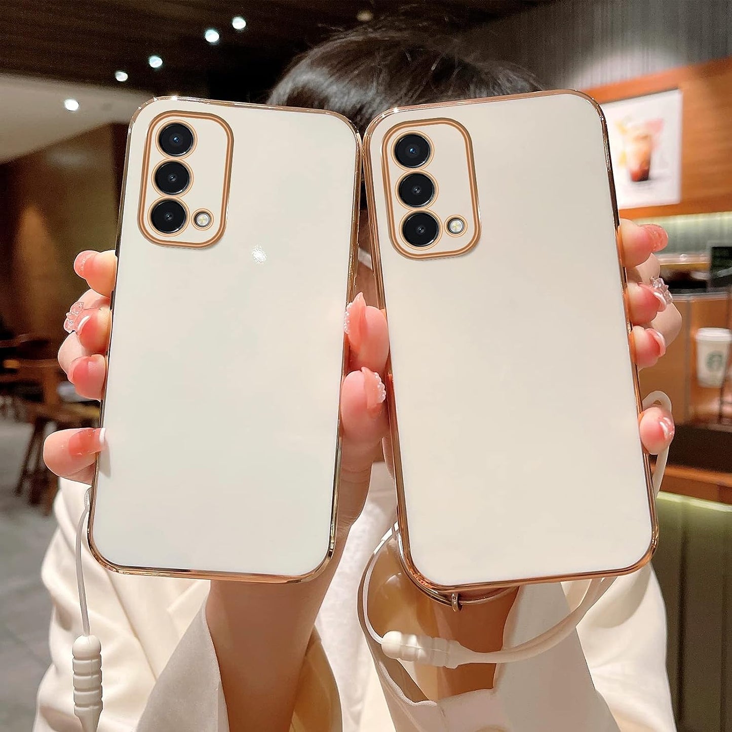 For Oneplus Nord N200 5G Case, N200 Phone Case for Women Electroplating Cute Luxury Bling Aesthetic Trendy Pretty, Full Camera Soft TPU Protection Shockproof Cover for Oneplus Nord N200 5G (White)  KuDiNi   