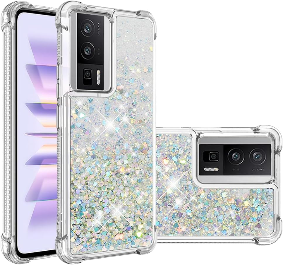 LEMAXELERS Case for Xiaomi Poco F5 5G, Bling Glitter Liquid Clear Case Floating Quicksand Shockproof Protective Sparkle Silicone Soft TPU Case for Xiaomi Poco F5 5G. YBL Love Rose  LEMAXELERS Love-2 Xiaomi Poco F5 Pro 5G 