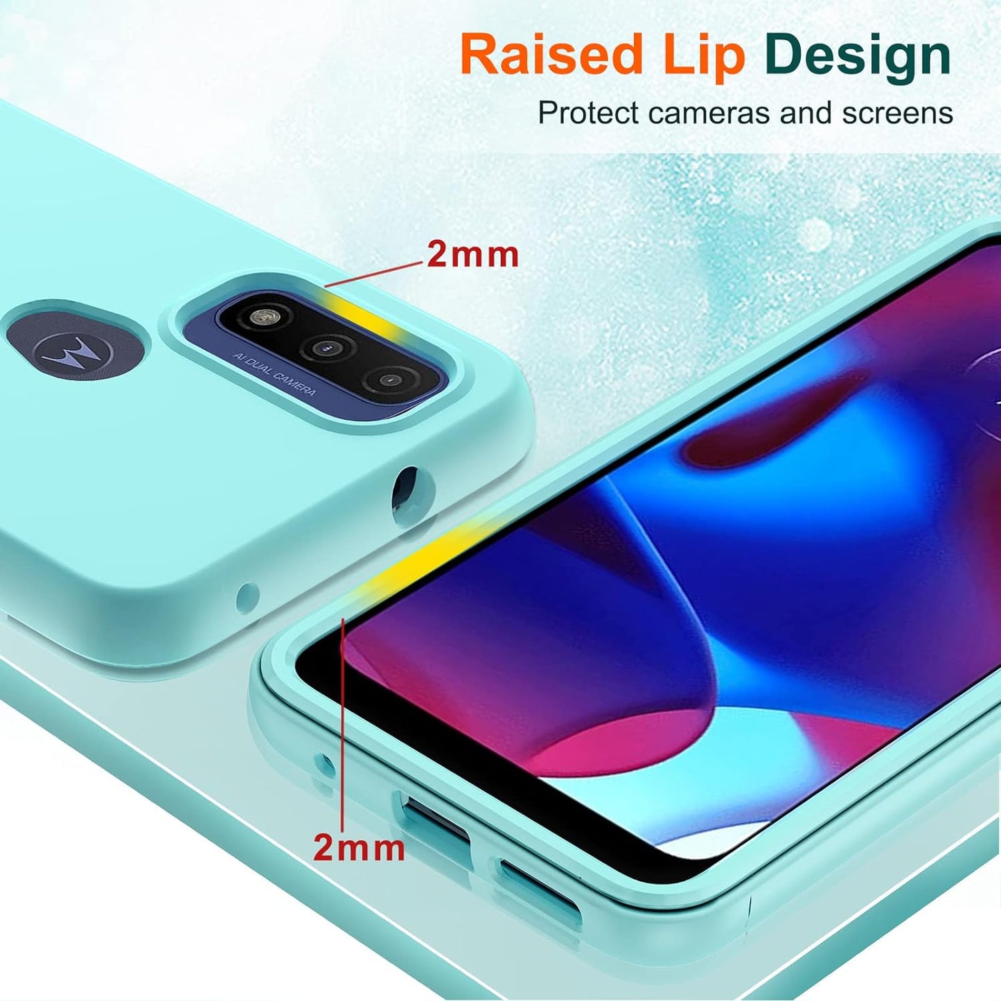 Leyi for Moto G Power 2022 Case: Moto G Pure Phone Case with [2 X Tempered Glass Screen Protector], Full-Body Shockproof Soft Liquid Silicone Protective Phone Cover Case for Motorola G Pure, Mint  LeYi   