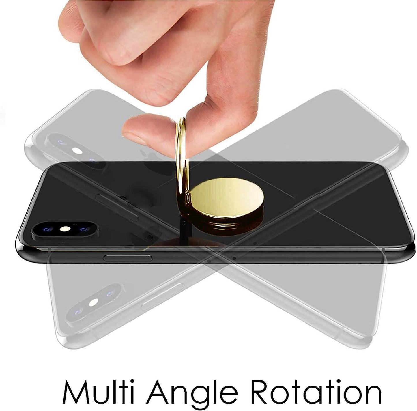 Pokanic Cell Phone Metal Ring Holder Finger Grip Stability Kickstand 360° Rotation Adjustable Collapsible Compatible with Apple Iphone, Samsung Galaxy, LG (Gold)  Pokanic   