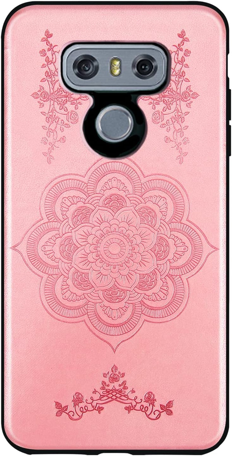 Asuwish Compatible with LG G6 Case and Tempered Glass Screen Protector Thin Slim Soft TPU Flower Rugged Leather Cell Phone Cover for LGG6 Thinq LG6 Thin Q G 6 plus G6+ 6G VS988 H872 Women Rose Gold  Asuwish   
