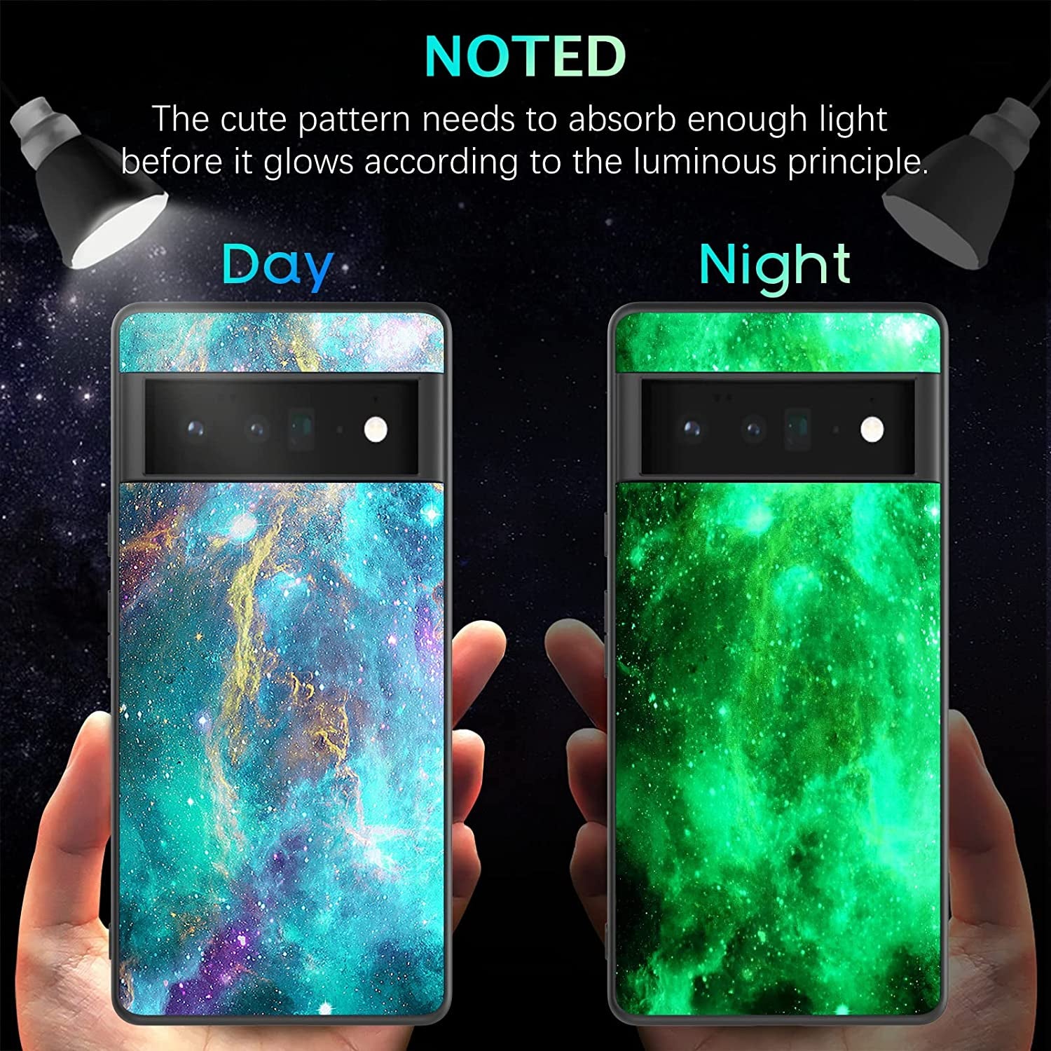 BENTOBEN Google Pixel 6 Pro Case, Slim Fit Glow in the Dark Hybrid Hard PC Soft TPU Bumper Shockproof Drop Protective Girls Women Men Phone Cover for Google Pixel 6 Pro 6.71", Green Nebula  BENTOBEN   