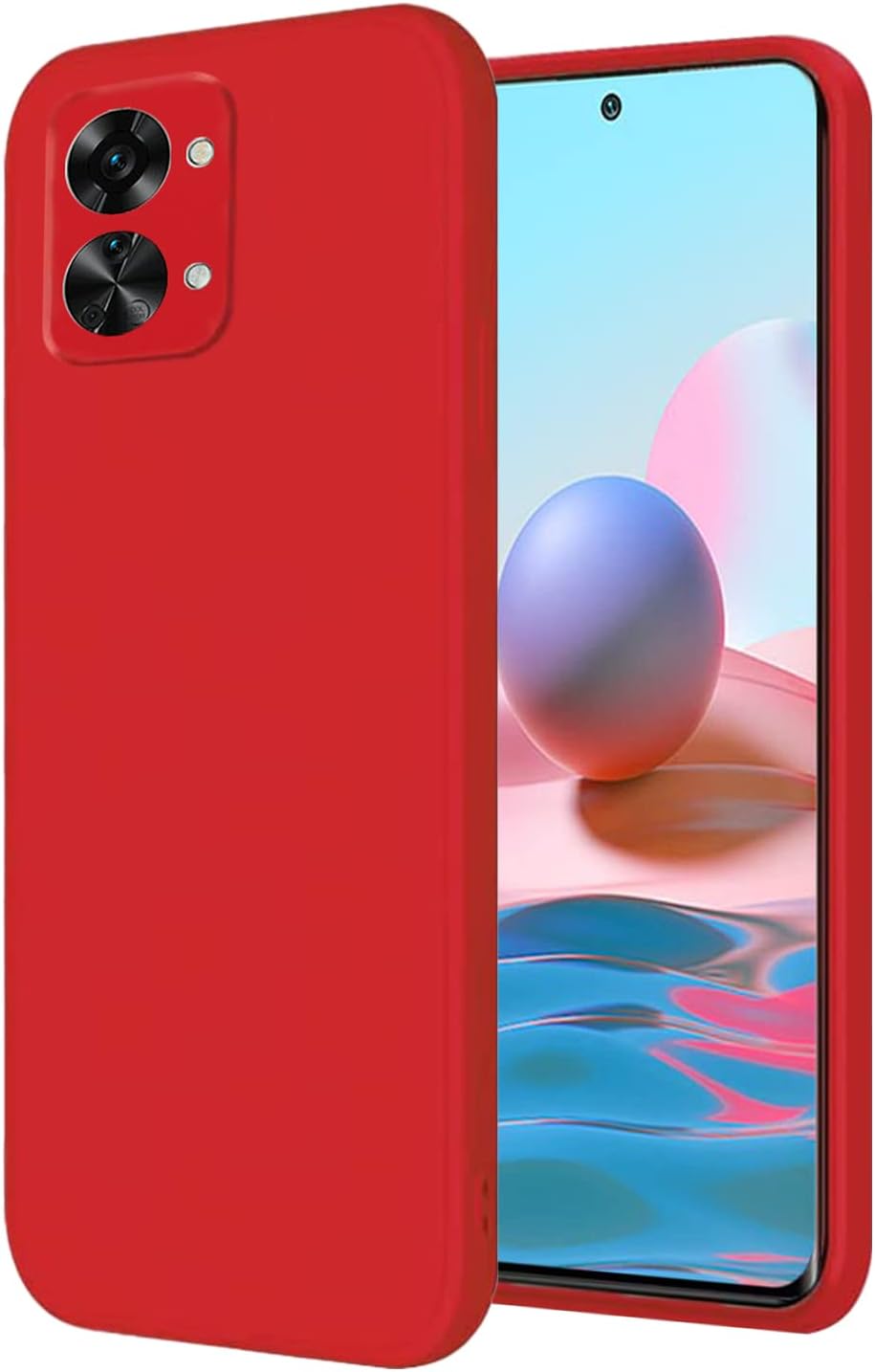 Yarxiawin Compatible for Oneplus Nord 2T Case Silicone Purple, Soft and Silky Oneplus Nord 2T Phone Case Shockproof Cover Anti-Fingerprint (Black)  Yarxiawin Red  